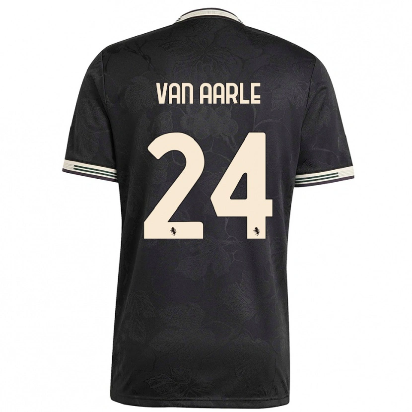 Danxen Enfant Maillot Shane Van Aarle #24 Noir Blanc Vert Troisieme 2025/26 T-Shirt