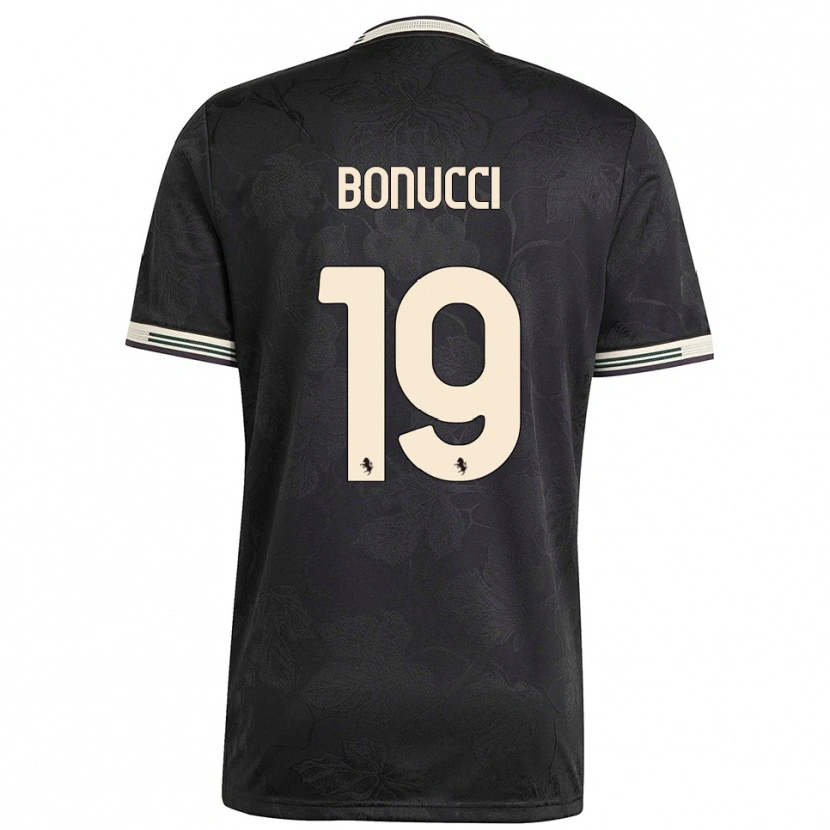 Danxen Enfant Maillot Leonardo Bonucci #19 Noir Blanc Vert Troisieme 2025/26 T-Shirt