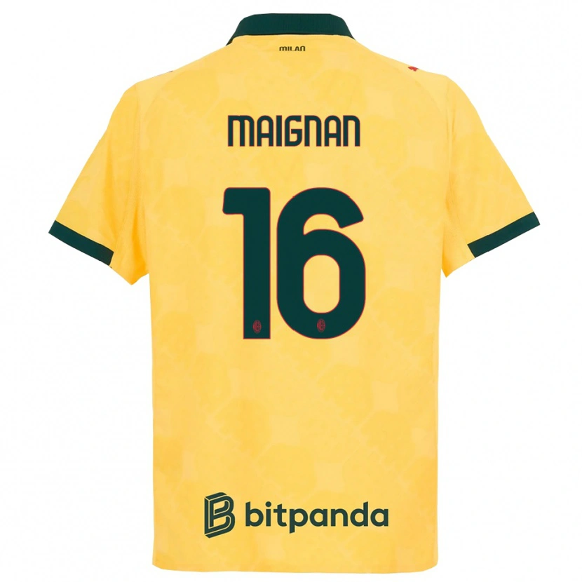 Danxen Enfant Maillot Mike Maignan #16 Jaune Noir Troisieme 2025/26 T-Shirt