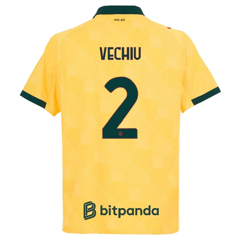Danxen Enfant Maillot Christian Vechiu #2 Jaune Noir Troisieme 2025/26 T-Shirt