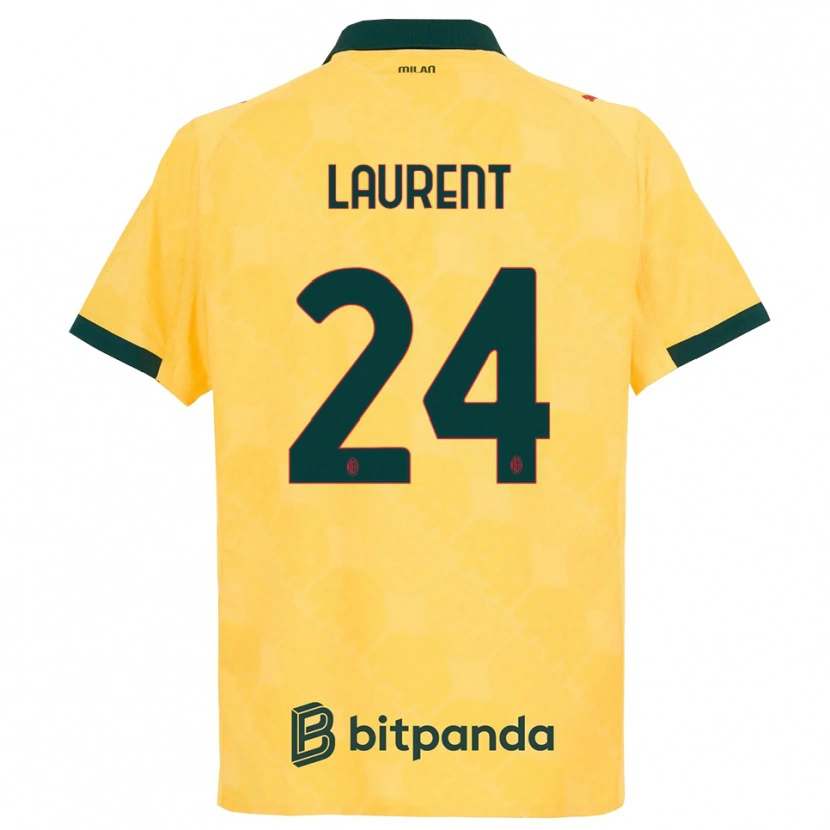 Danxen Enfant Maillot Emelyne Ann-Emmanuelle Laurent #24 Jaune Noir Troisieme 2025/26 T-Shirt