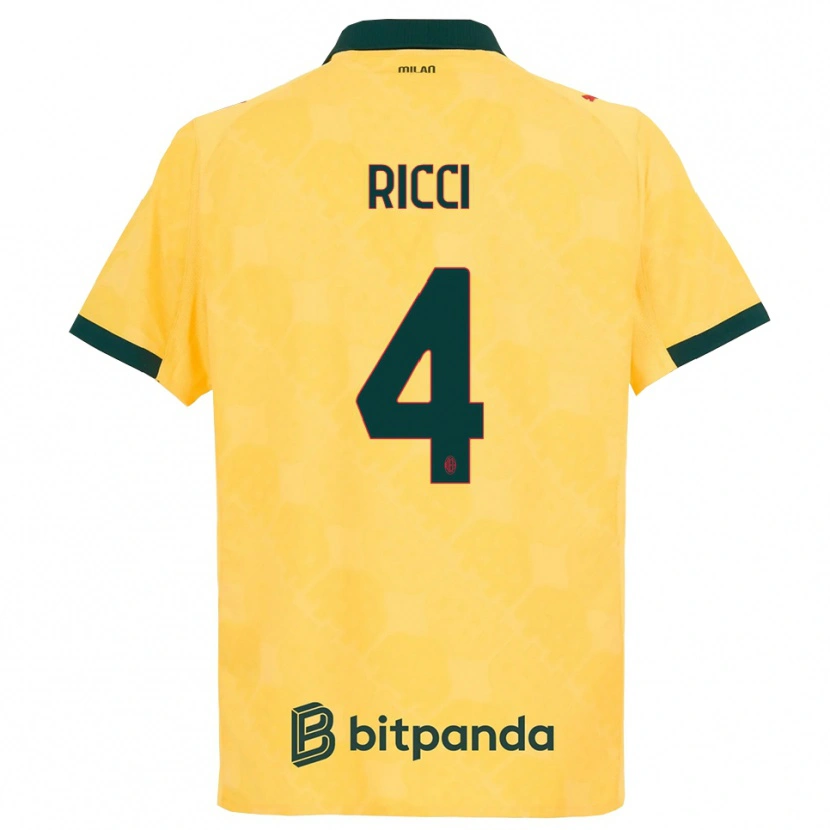 Danxen Enfant Maillot Samuele Ricci #4 Jaune Noir Troisieme 2025/26 T-Shirt