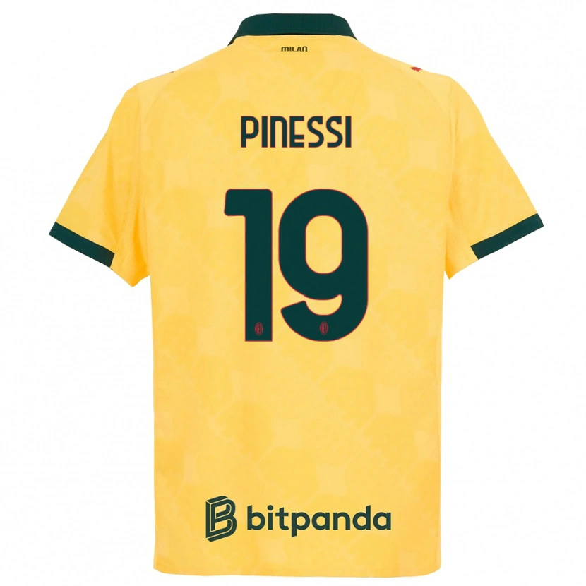 Danxen Enfant Maillot Riccardo Pinessi #19 Jaune Noir Troisieme 2025/26 T-Shirt