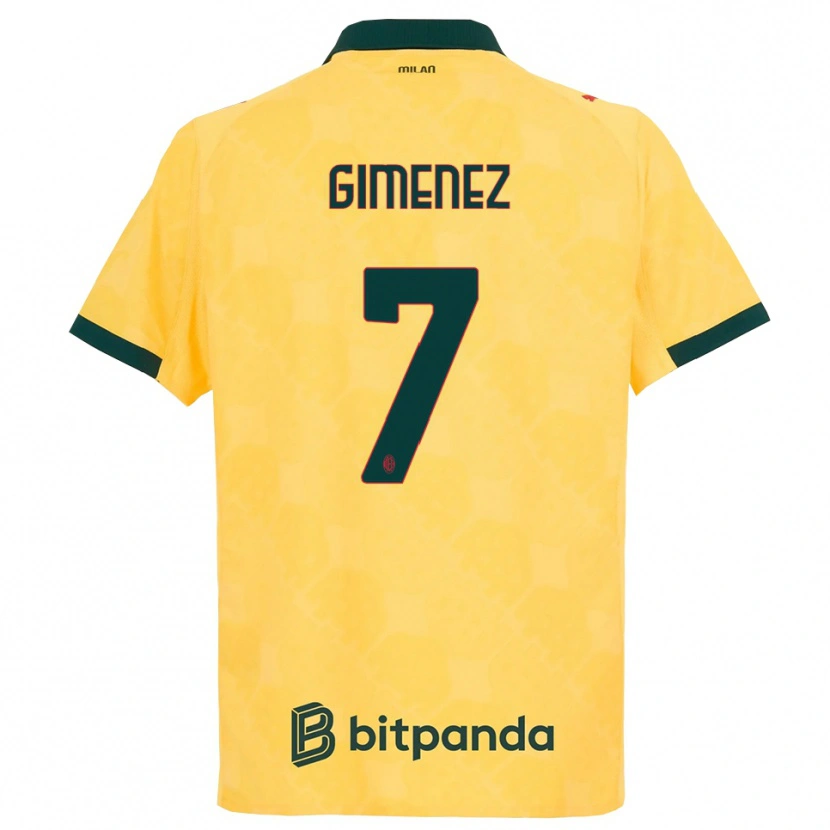 Danxen Enfant Maillot Santiago Gimenez #7 Jaune Noir Troisieme 2025/26 T-Shirt
