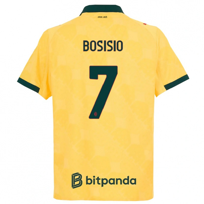 Danxen Enfant Maillot Josuè Bosisio #7 Jaune Noir Troisieme 2025/26 T-Shirt
