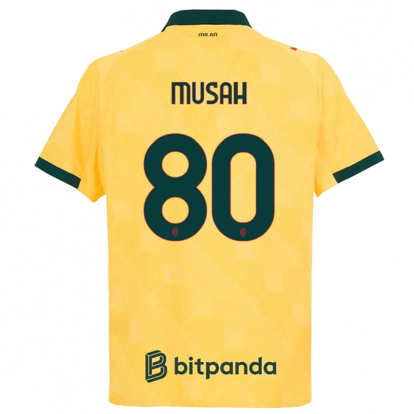 Danxen Enfant Maillot Yunus Musah #80 Jaune Noir Troisieme 2025/26 T-Shirt