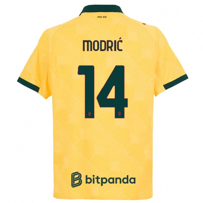 Danxen Enfant Maillot Luka Modrić #14 Jaune Noir Troisieme 2025/26 T-Shirt