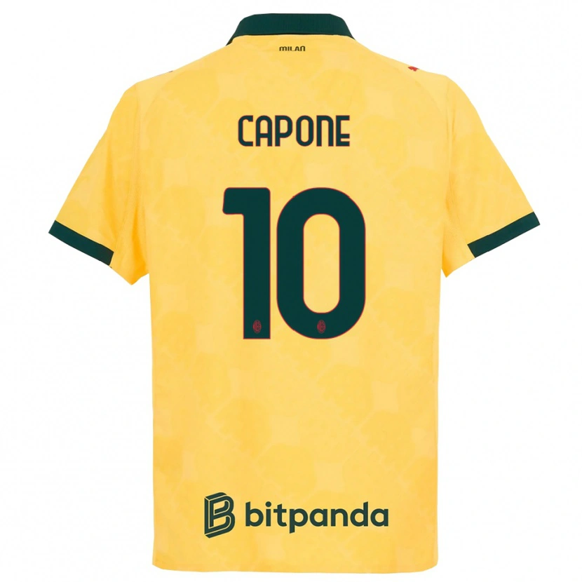 Danxen Enfant Maillot Andrea Capone #10 Jaune Noir Troisieme 2025/26 T-Shirt
