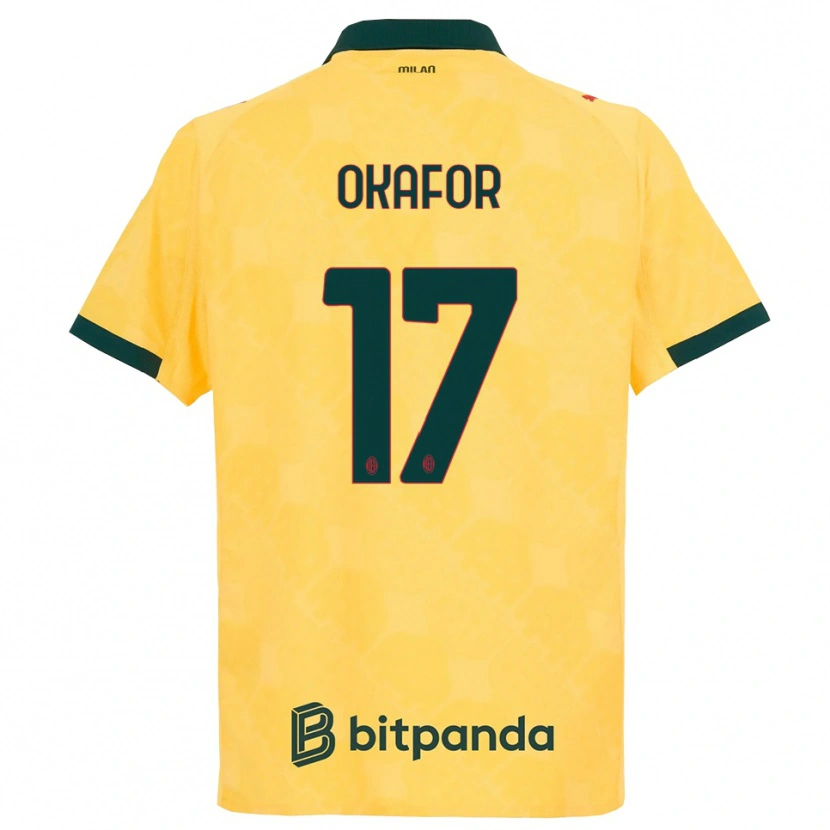 Danxen Enfant Maillot Noah Okafor #17 Jaune Noir Troisieme 2025/26 T-Shirt