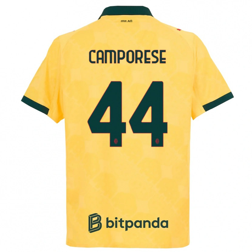 Danxen Enfant Maillot Michele Camporese #44 Jaune Noir Troisieme 2025/26 T-Shirt