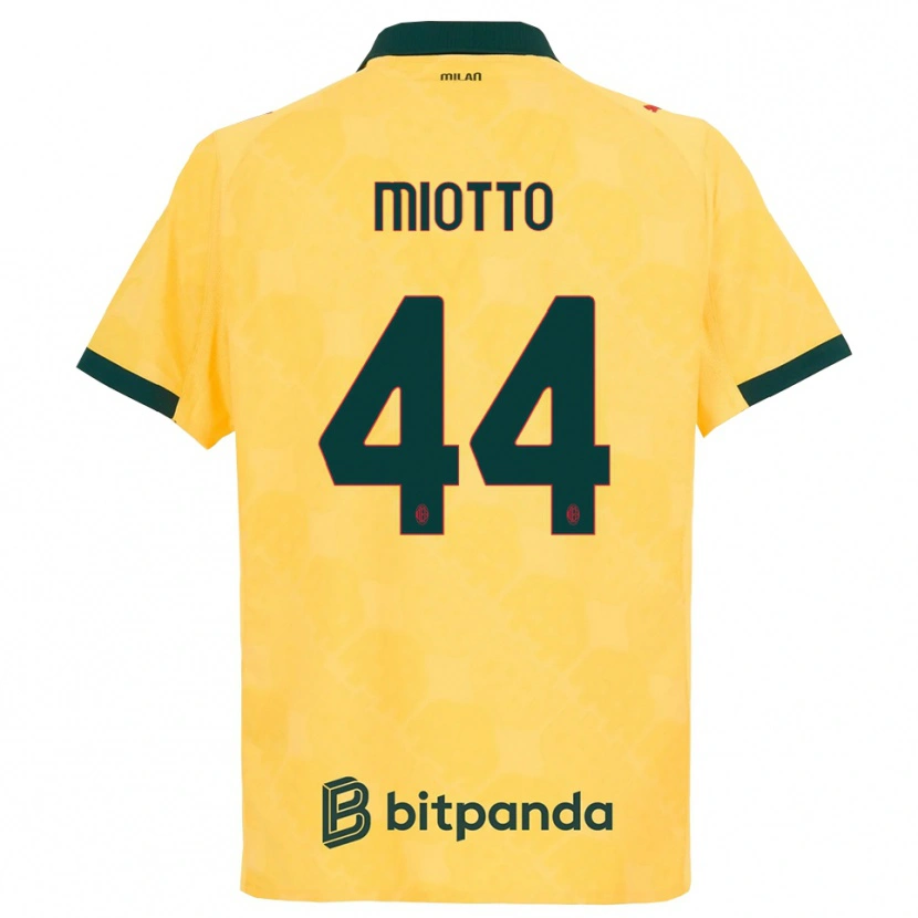 Danxen Enfant Maillot Giorgia Miotto #44 Jaune Noir Troisieme 2025/26 T-Shirt