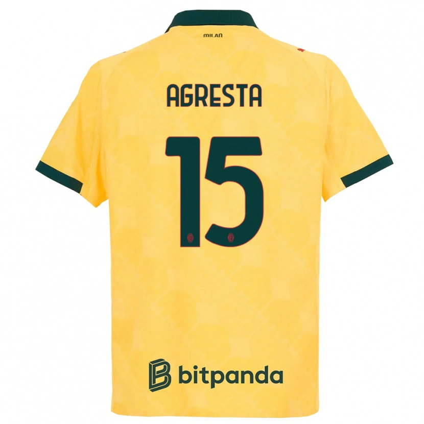 Danxen Enfant Maillot Stefano Agresta #15 Jaune Noir Troisieme 2025/26 T-Shirt