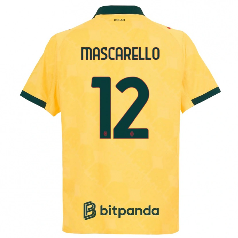 Danxen Enfant Maillot Marta Mascarello #12 Jaune Noir Troisieme 2025/26 T-Shirt