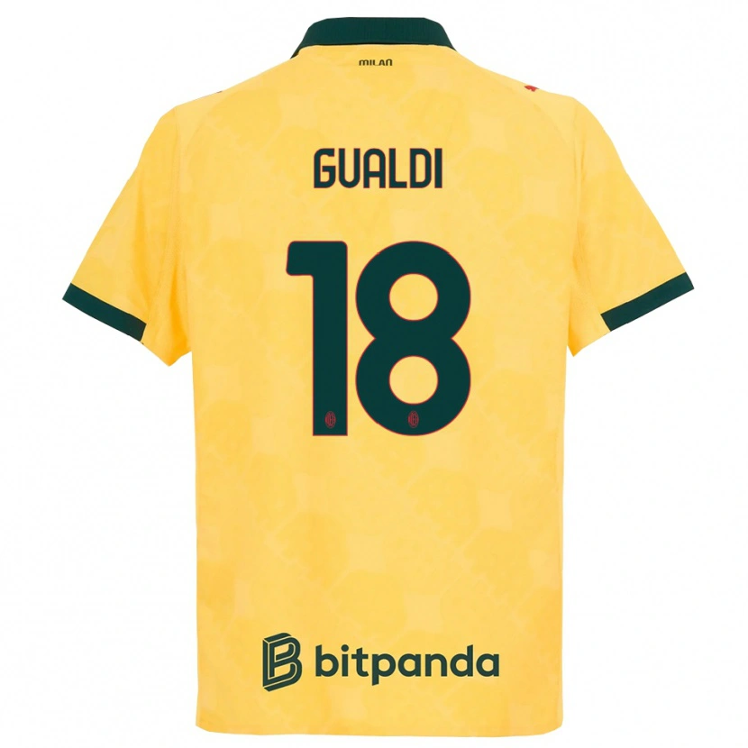 Danxen Enfant Maillot Andrea Gualdi #18 Jaune Noir Troisieme 2025/26 T-Shirt