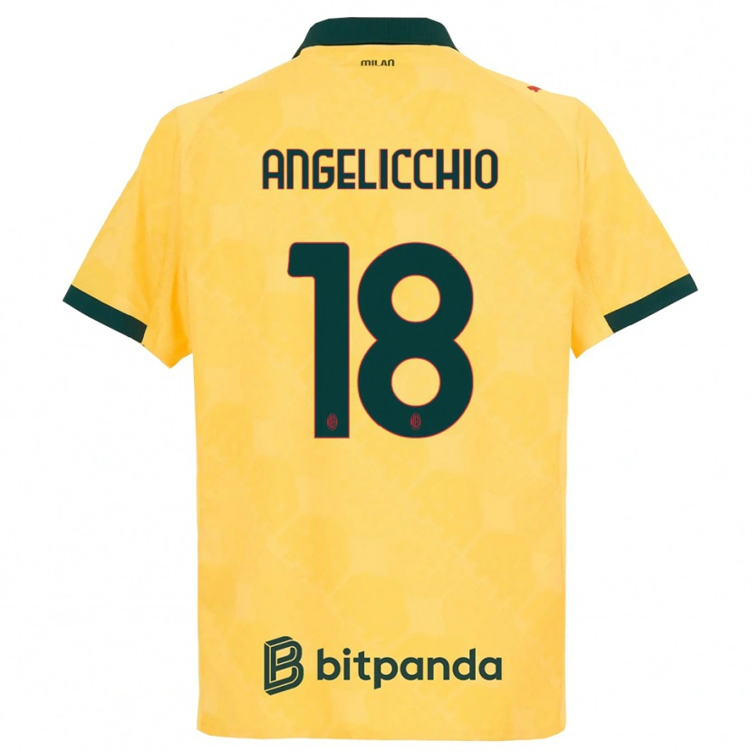 Danxen Enfant Maillot Mattia Angelicchio #18 Jaune Noir Troisieme 2025/26 T-Shirt