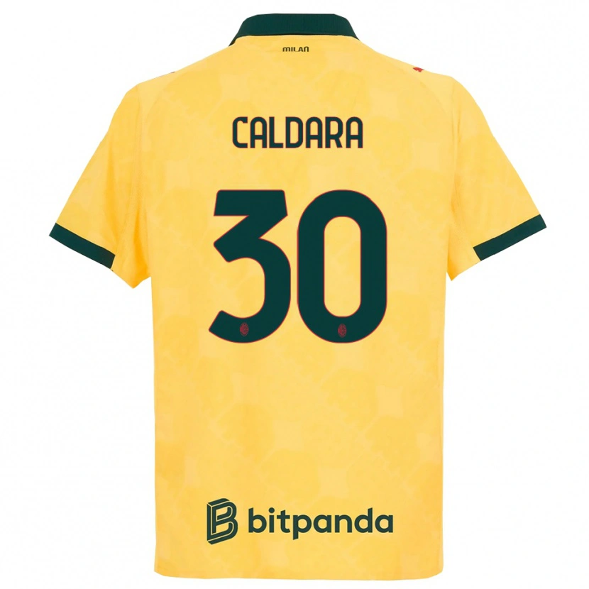 Danxen Enfant Maillot Mattia Caldara #30 Jaune Noir Troisieme 2025/26 T-Shirt