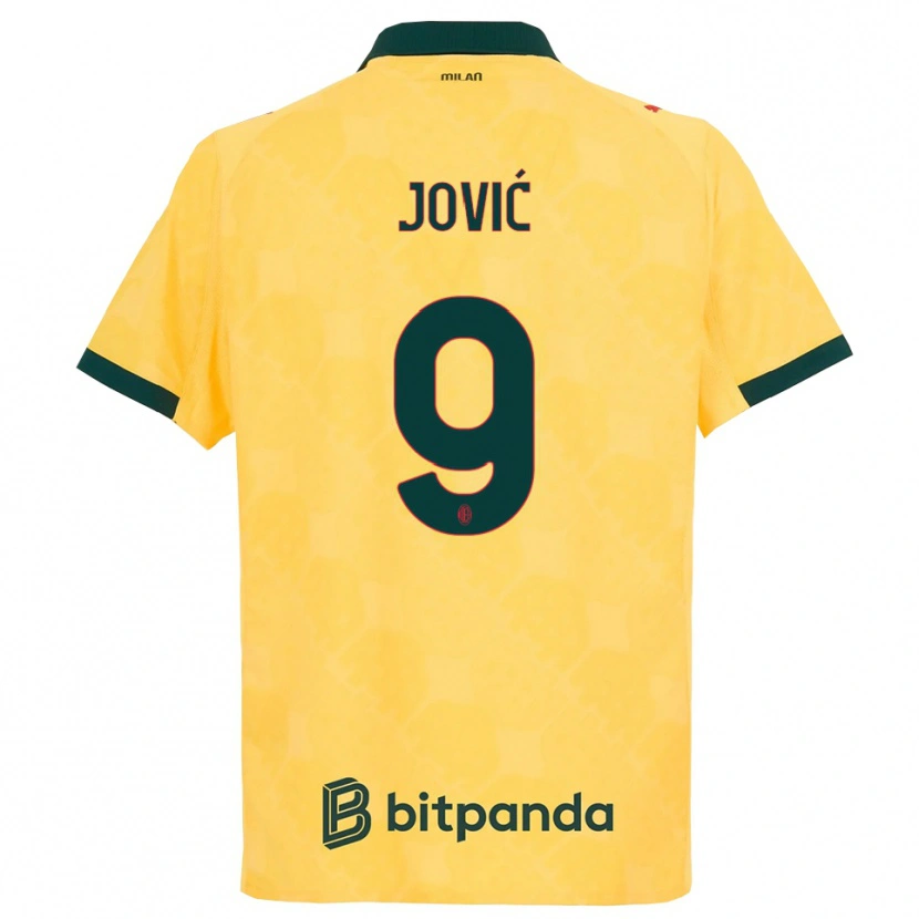 Danxen Enfant Maillot Luka Jovic #9 Jaune Noir Troisieme 2025/26 T-Shirt