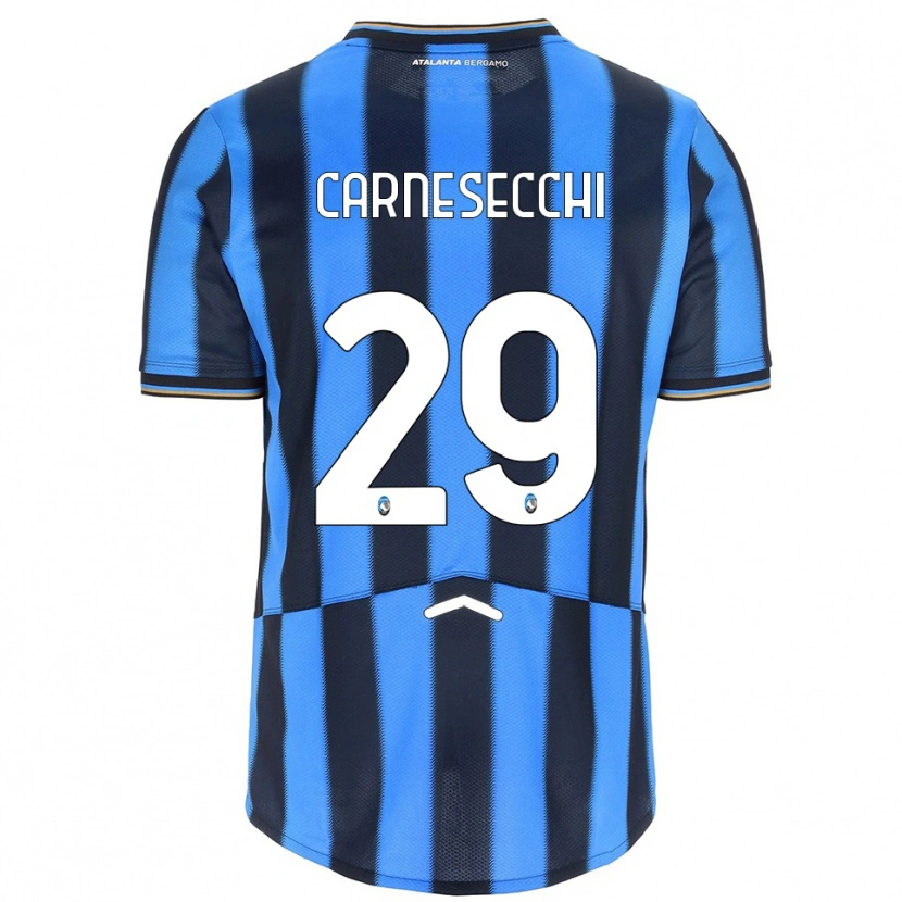 Danxen Homme Maillot Marco Carnesecchi #29 Bleu Ciel Noir Tenues Domicile 2025/26 T-Shirt
