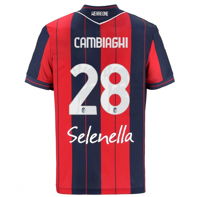 Danxen Homme Maillot Nicolò Cambiaghi #28 Rouge Marine Tenues Domicile 2025/26 T-Shirt
