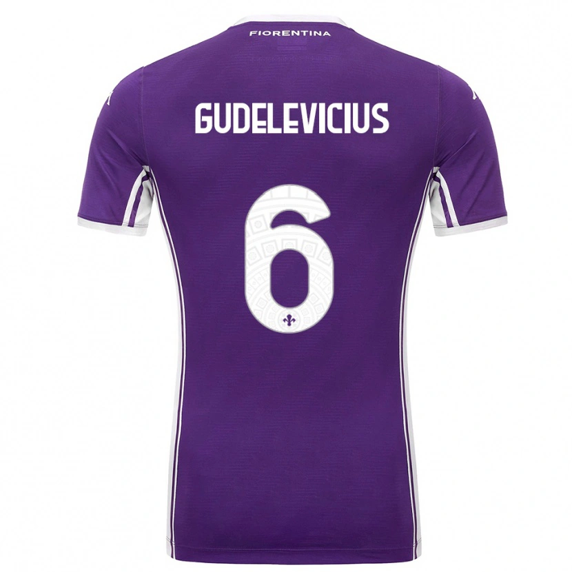 Danxen Homme Maillot Ernestas Gudelevičius #6 Violet Blanc Tenues Domicile 2025/26 T-Shirt