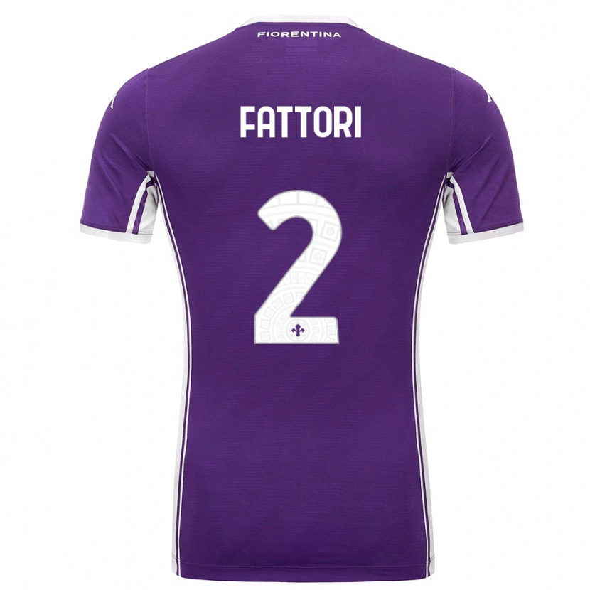 Danxen Homme Maillot Filippo Fattori #2 Violet Blanc Tenues Domicile 2025/26 T-Shirt