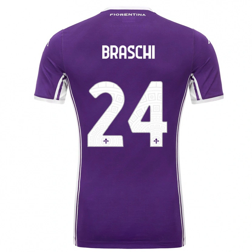 Danxen Homme Maillot Riccardo Braschi #24 Violet Blanc Tenues Domicile 2025/26 T-Shirt