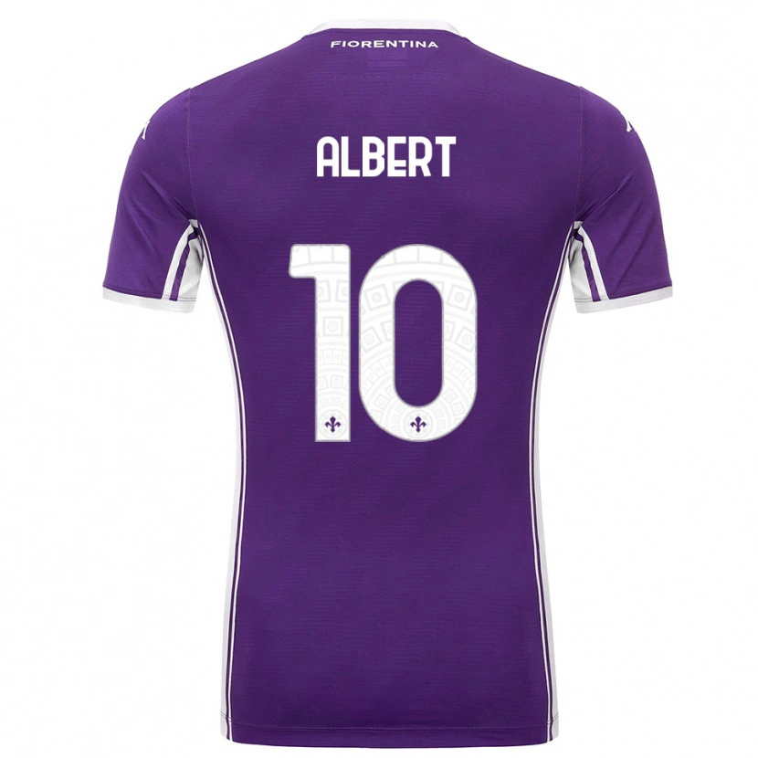 Danxen Homme Maillot Albert Gudmundsson #10 Violet Blanc Tenues Domicile 2025/26 T-Shirt