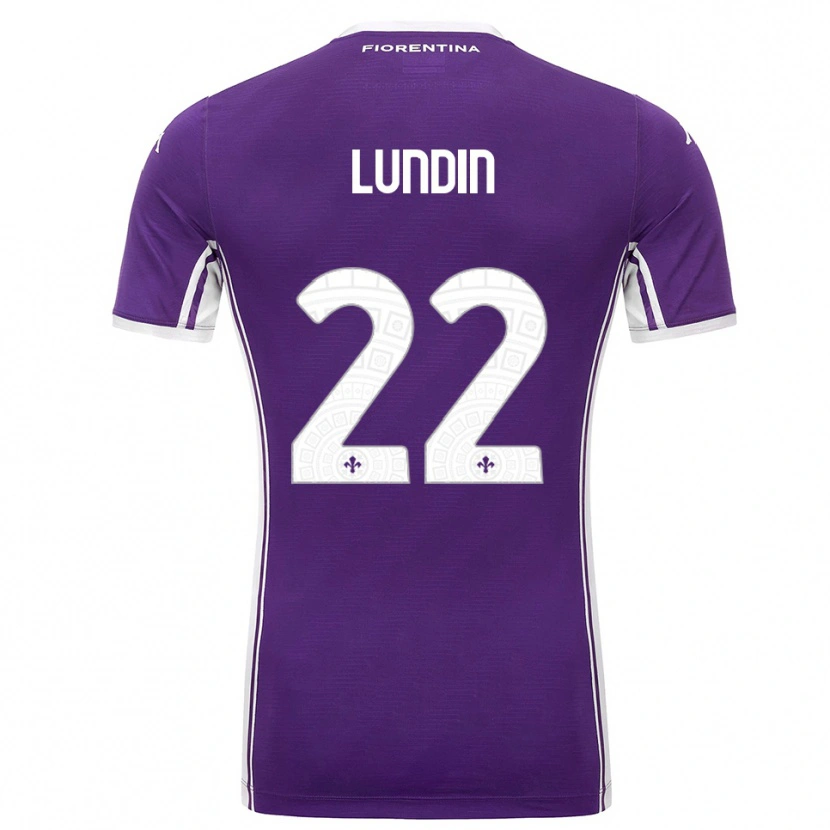 Danxen Homme Maillot Karin Lundin #22 Violet Blanc Tenues Domicile 2025/26 T-Shirt