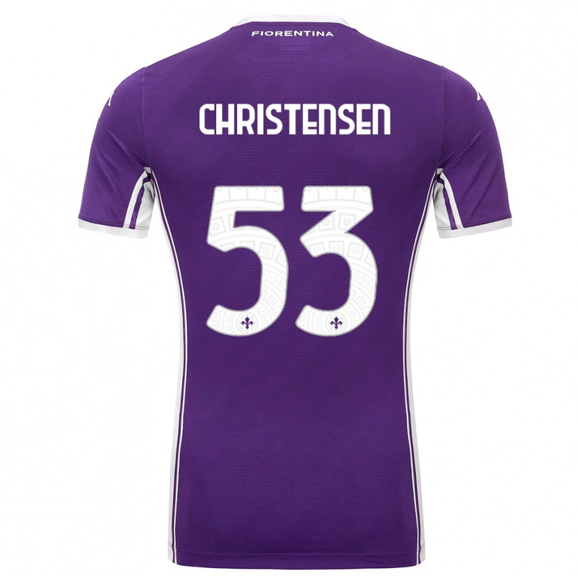 Danxen Homme Maillot Oliver Christensen #53 Violet Blanc Tenues Domicile 2025/26 T-Shirt