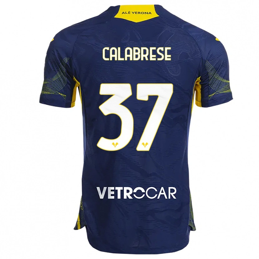 Danxen Homme Maillot Nicolò Calabrese #37 Marine Jaune Tenues Domicile 2025/26 T-Shirt