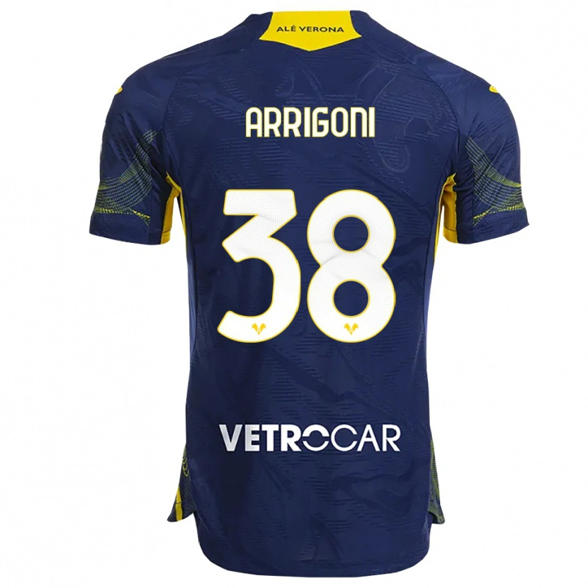Danxen Homme Maillot Arrigoni #38 Marine Jaune Tenues Domicile 2025/26 T-Shirt