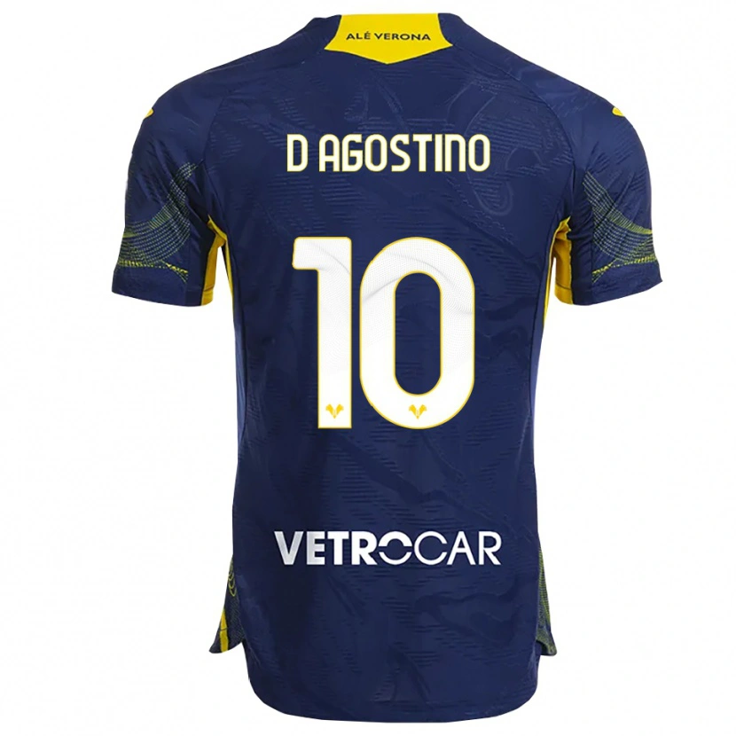 Danxen Homme Maillot Samuele D'agostino #10 Marine Jaune Tenues Domicile 2025/26 T-Shirt