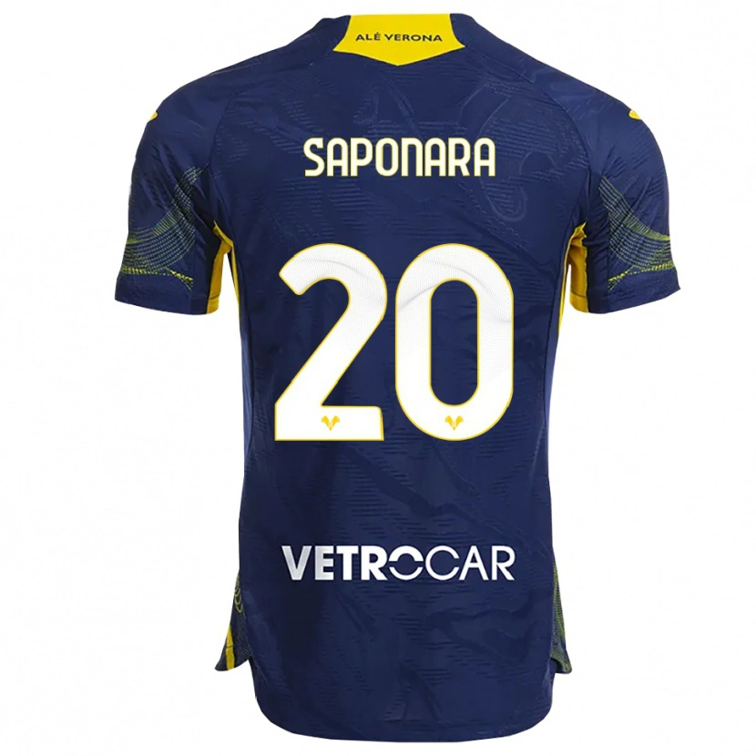 Danxen Homme Maillot Riccardo Saponara #20 Marine Jaune Tenues Domicile 2025/26 T-Shirt