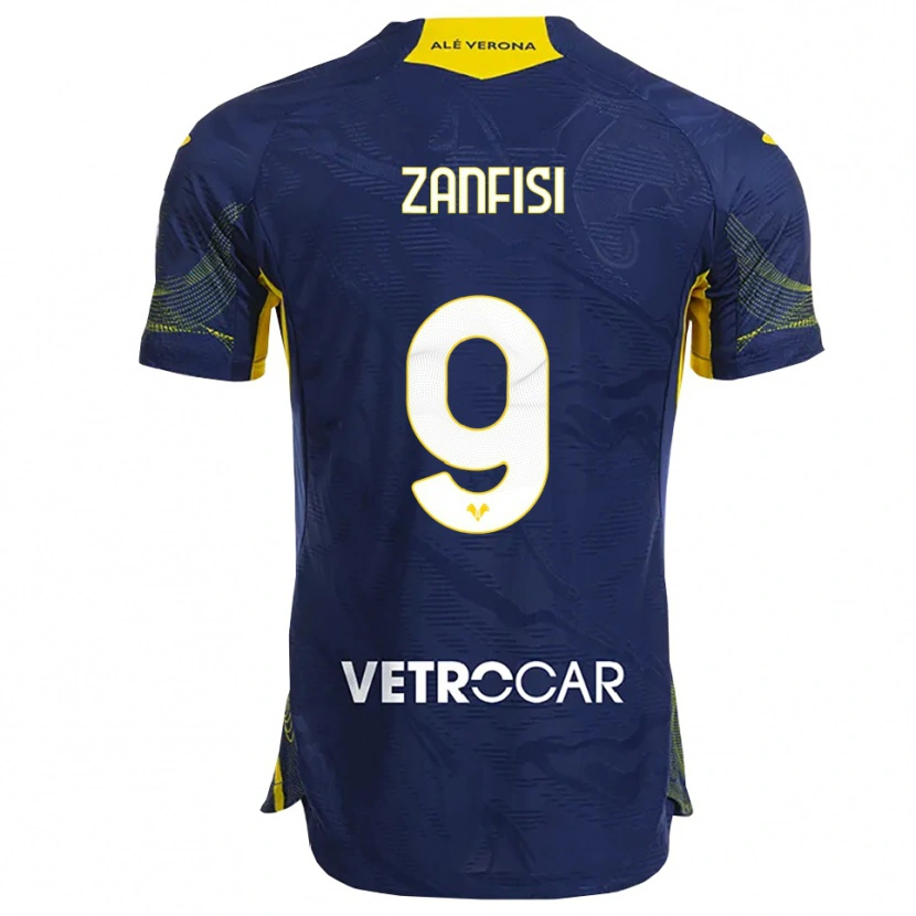 Danxen Homme Maillot Riccardo Zanfisi #9 Marine Jaune Tenues Domicile 2025/26 T-Shirt