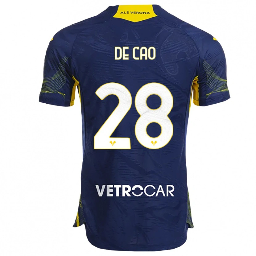 Danxen Homme Maillot Elena De Cao #28 Marine Jaune Tenues Domicile 2025/26 T-Shirt