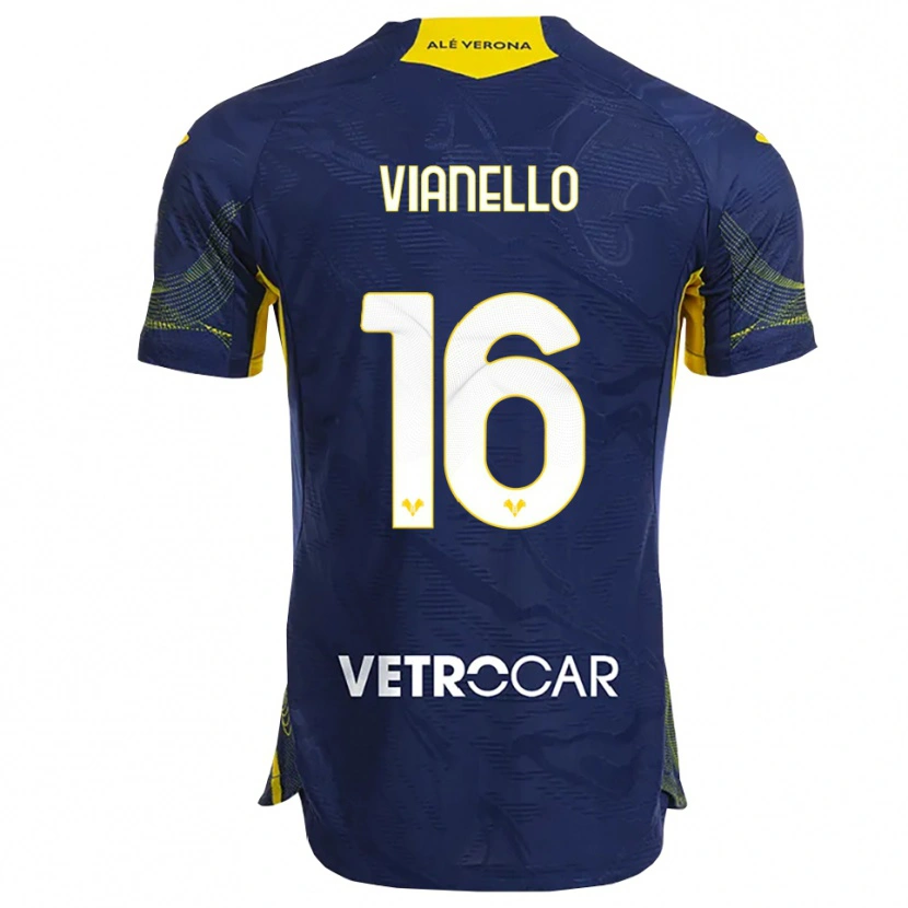 Danxen Homme Maillot Diego Vianello #16 Marine Jaune Tenues Domicile 2025/26 T-Shirt
