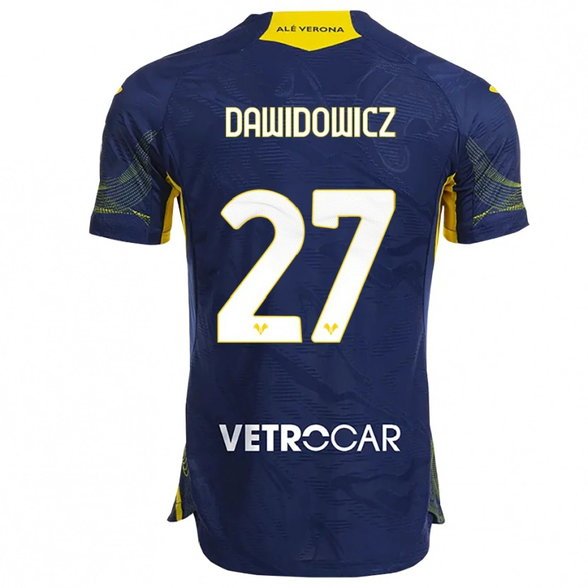 Danxen Homme Maillot Pawel Dawidowicz #27 Marine Jaune Tenues Domicile 2025/26 T-Shirt