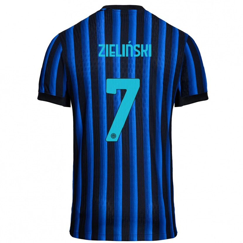 Danxen Homme Maillot Piotr Zieliński #7 Noir Bleu Tenues Domicile 2025/26 T-Shirt