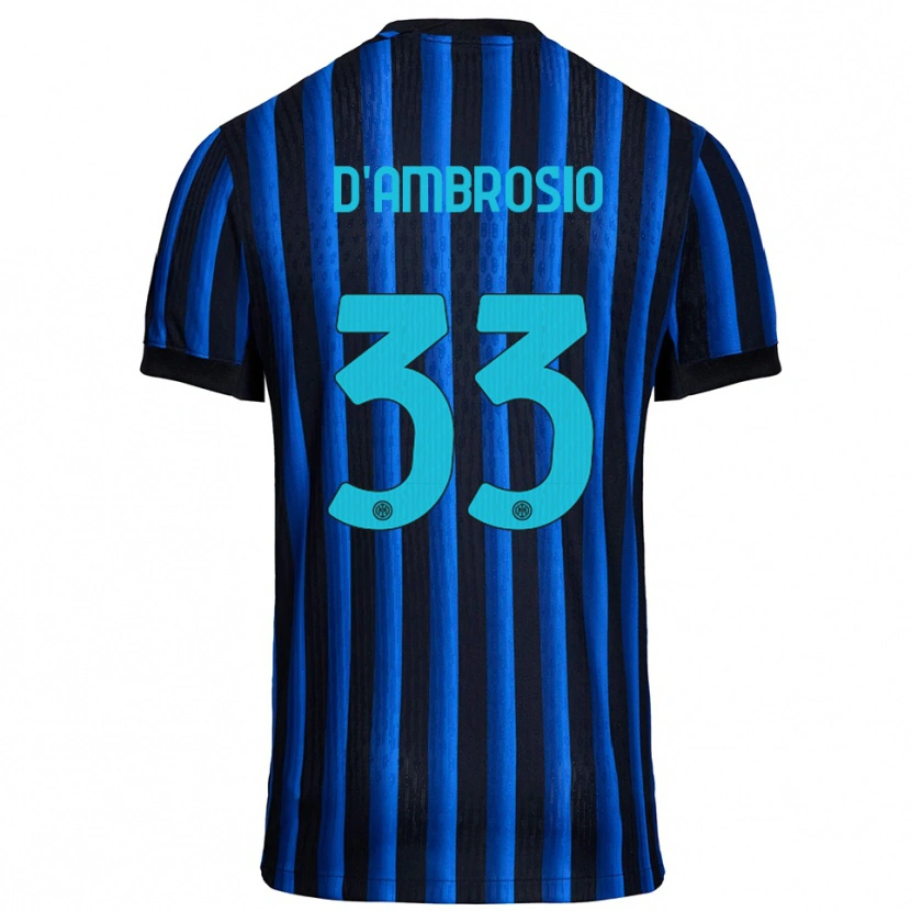 Danxen Homme Maillot Danilo D'ambrosio #33 Noir Bleu Tenues Domicile 2025/26 T-Shirt