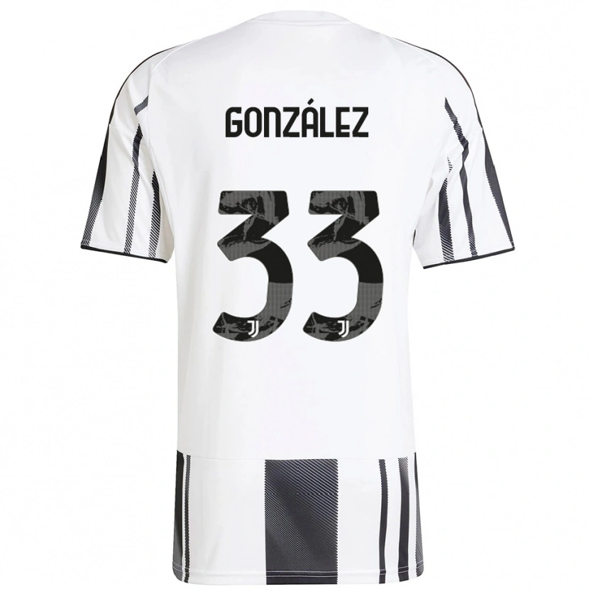 Danxen Homme Maillot Facundo González #33 Blanc Noir Tenues Domicile 2025/26 T-Shirt