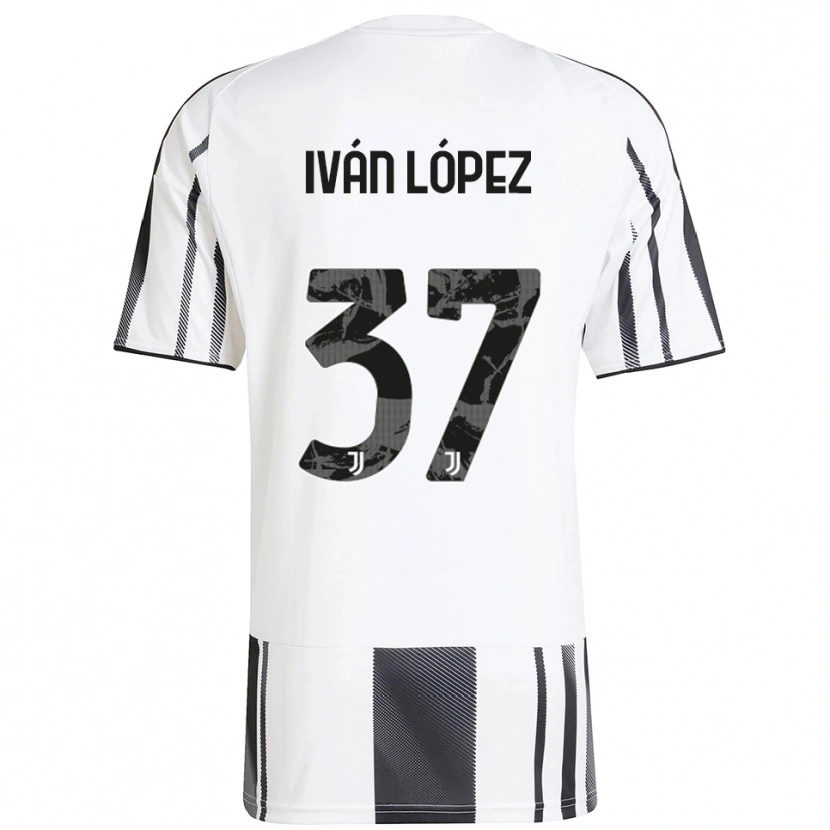 Danxen Homme Maillot Iván López #37 Blanc Noir Tenues Domicile 2025/26 T-Shirt