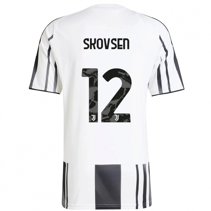 Danxen Homme Maillot Matilde Lundorf Skovsen #12 Blanc Noir Tenues Domicile 2025/26 T-Shirt