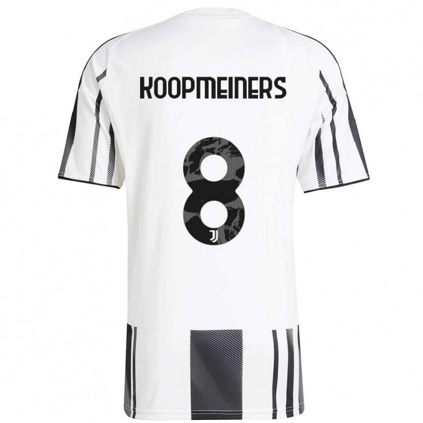 Danxen Homme Maillot Teun Koopmeiners #8 Blanc Noir Tenues Domicile 2025/26 T-Shirt