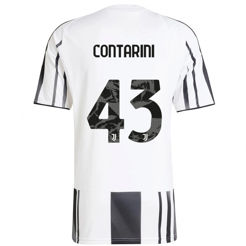 Danxen Homme Maillot Jacopo Contarini #43 Blanc Noir Tenues Domicile 2025/26 T-Shirt