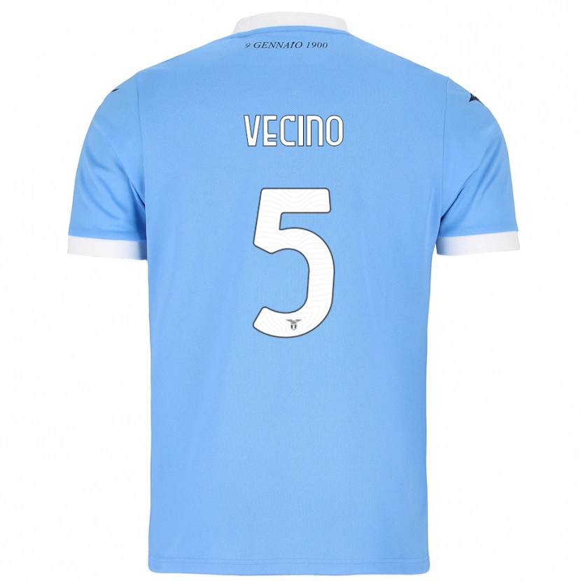 Danxen Homme Maillot Matías Vecino #5 Bleu Ciel Blanc Tenues Domicile 2025/26 T-Shirt