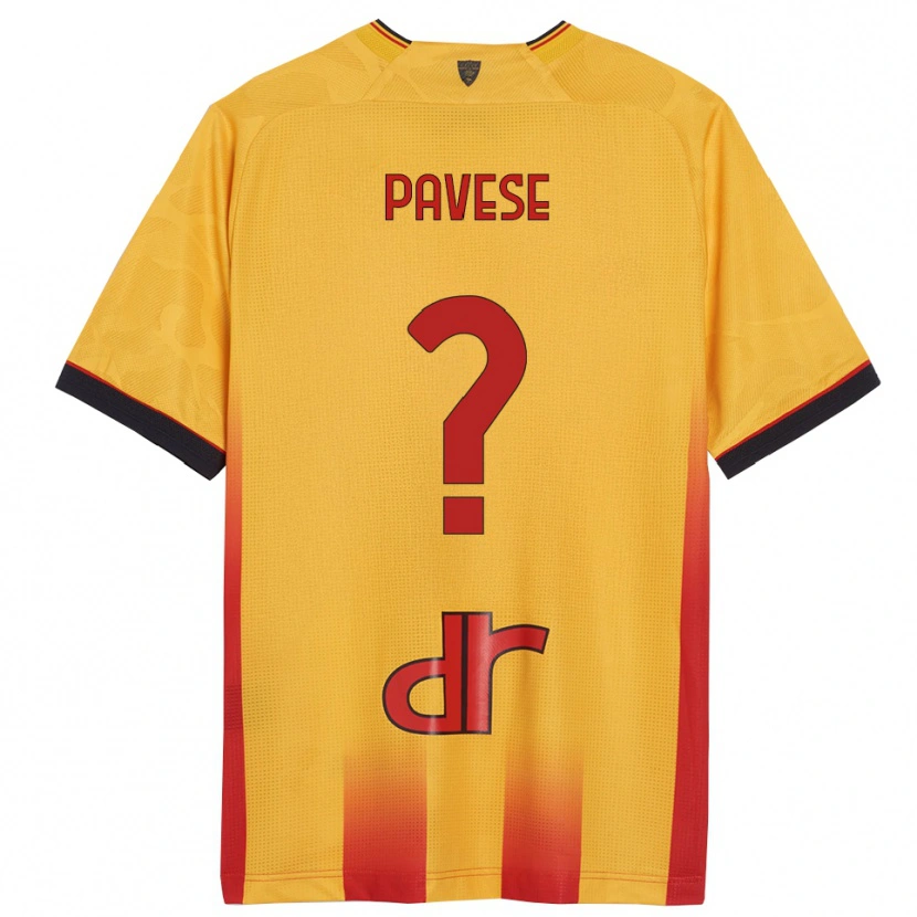 Danxen Homme Maillot Leonardo Pavese #0 Jaune Orange Tenues Domicile 2025/26 T-Shirt