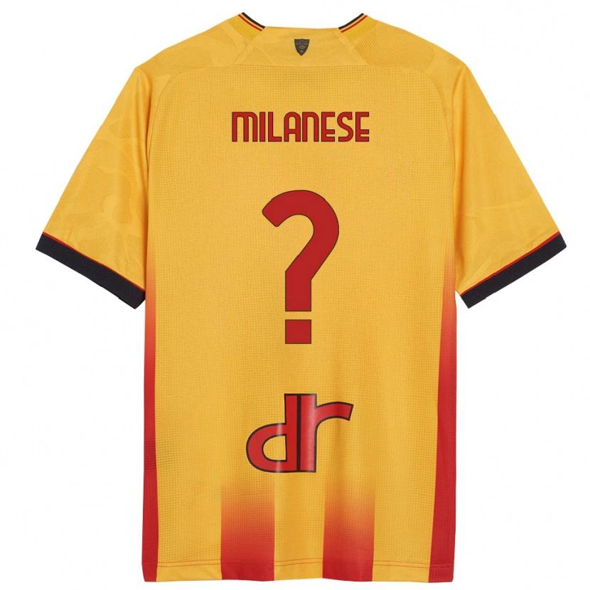 Danxen Homme Maillot Gianmarco Milanese #0 Jaune Orange Tenues Domicile 2025/26 T-Shirt