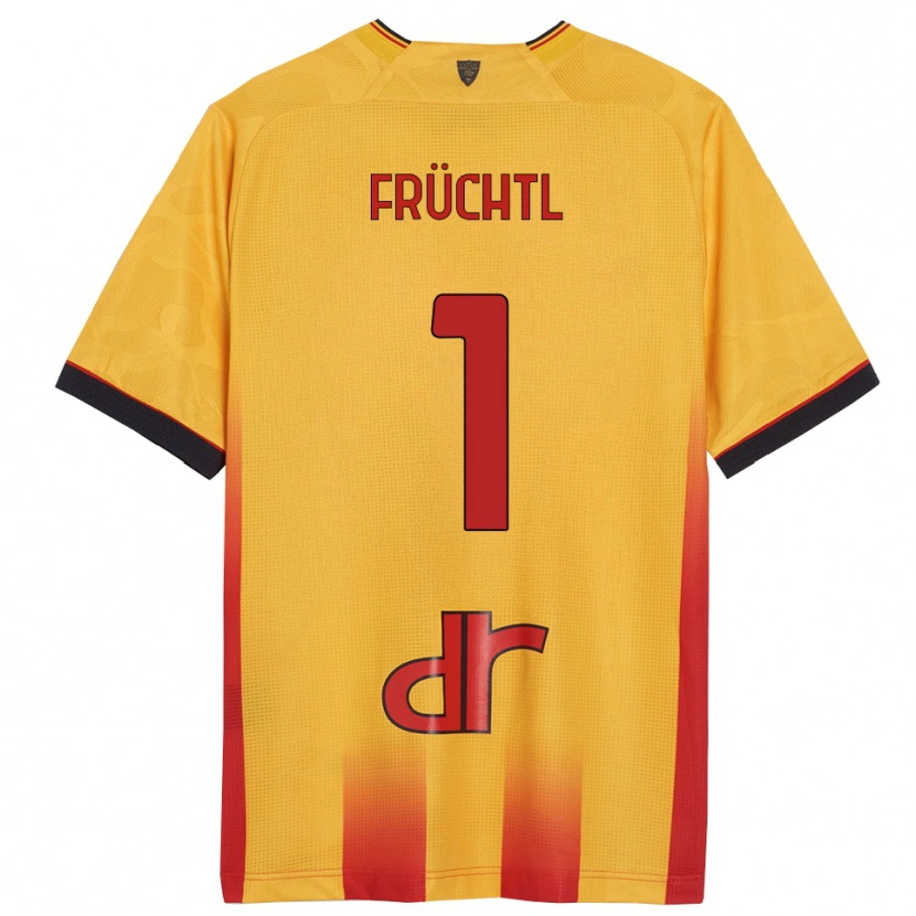 Danxen Homme Maillot Christian Früchtl #1 Jaune Orange Tenues Domicile 2025/26 T-Shirt
