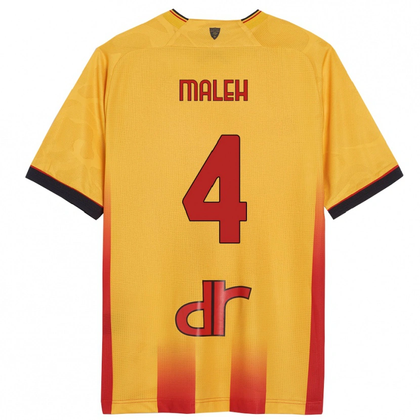Danxen Homme Maillot Youssef Maleh #4 Jaune Orange Tenues Domicile 2025/26 T-Shirt