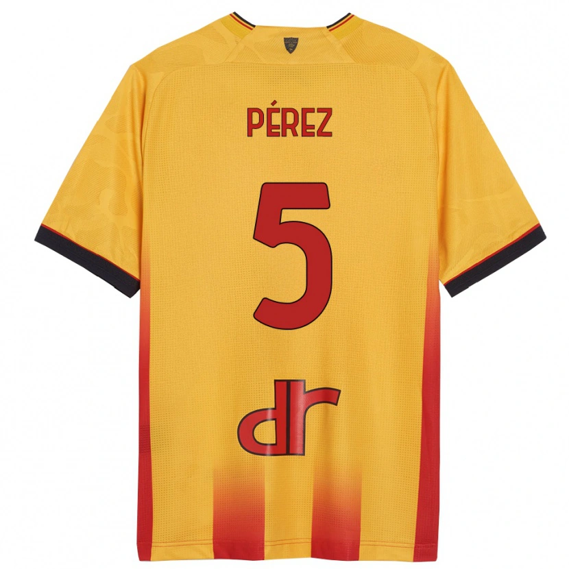 Danxen Homme Maillot Matías Pérez #5 Jaune Orange Tenues Domicile 2025/26 T-Shirt